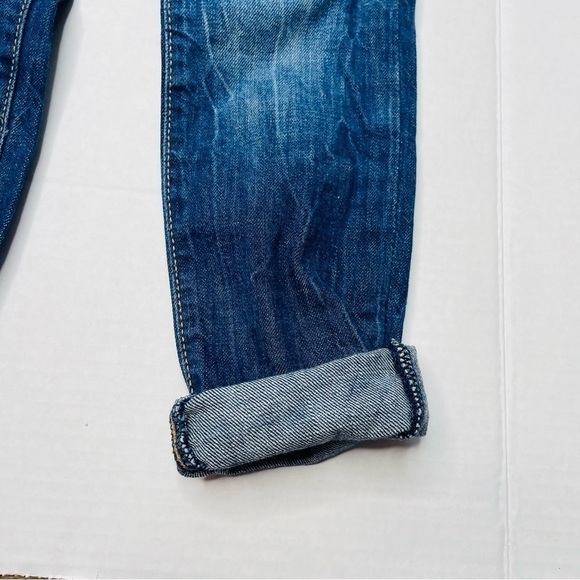 GAP Denim Distressed Girlfriend Jeans in 5 Slim with Adjustable Waist Dark Wash - Picture 5 of 11